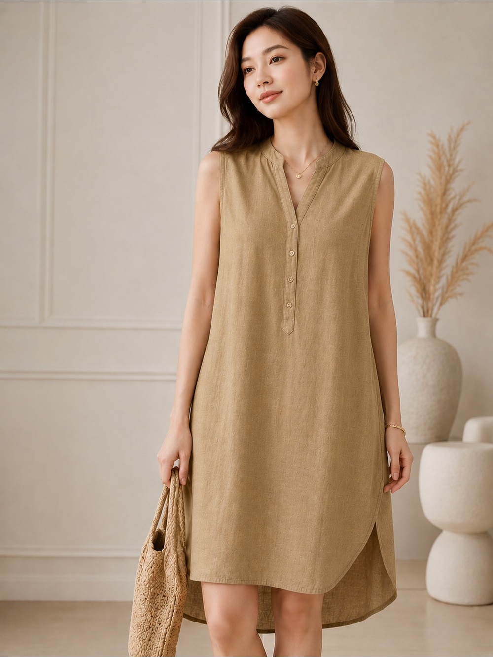 Cloth & Stone for Anthropologie Taupe Sleeveless Tunic Dress/Cover-Up – XS